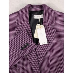 NWT‎ Mango MNG Houndstooth Blazer Womens XXS Purple Black Americana Carlota Coat